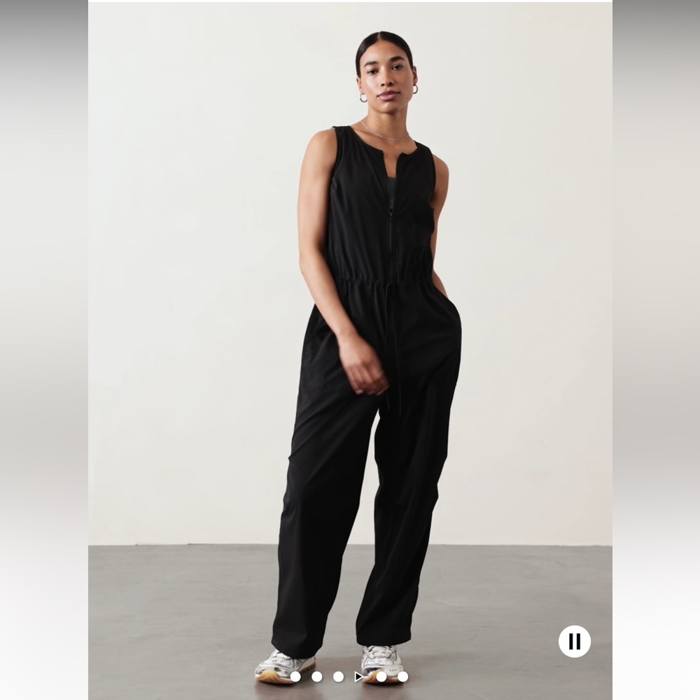 Athleta Black Zip Up Women's Jumpsuit